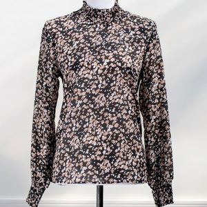 Smocked Semi-Sheer Blouse